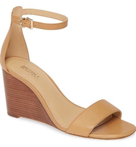 fiona leather wedge sandal michael kors|Michael Kors Fiona Wedge Dress Sandals .